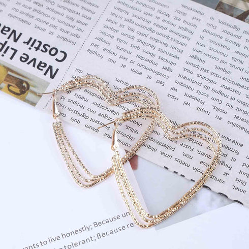 Boho Love Heart Hoop Earrings Vintage Hollow Heart Earrings Gold Large Heart Stud Earrings Exaggerate Heart Shape Earrings Jewelry for Women...