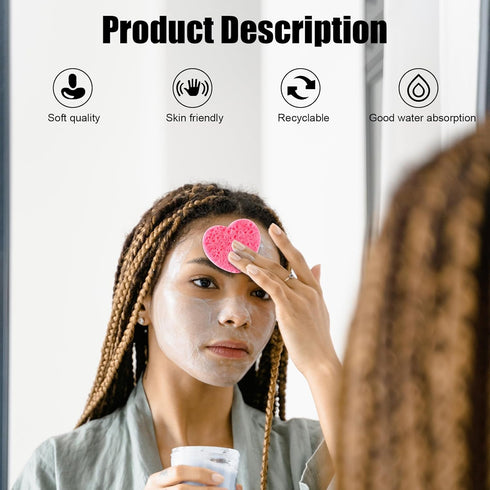 50-Count Compressed Natural Facial Sponges for Face Cleansing, Reusable Cosmetic Sponge, Used for Exfoliating and Makeup Removal With Clear Plasti...