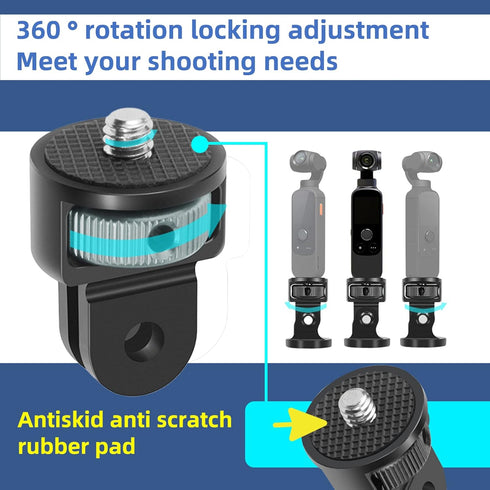 2PC Camera Tripod Mount for Gopro Adapter, 360° Adjustment 1/4-20 Screw Conversion Adapter for GoPro Hero10, Insta360 ONE X3, X2, Go 2 3, Xiaomi Y...