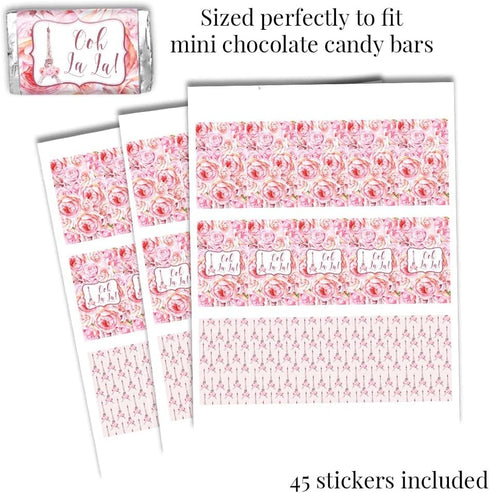 Ooh La La Watercolor Floral Paris Birthday Party Sticker Bundle Kit 429 pieces!!! Includes 60 2 Circle Stickers for Favors & Goodie Bags, 45 Mini ...