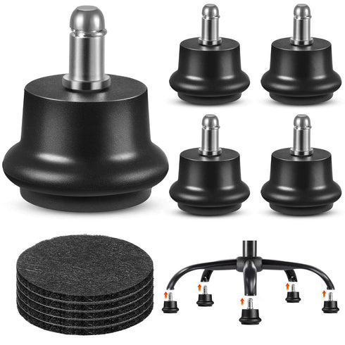 Bell Glides Replacement Office Chair Swivel Caster Wheels to Fixed Stationary Castors,with Separate Self Adhesive Felt Pads for Carpet,Desk Chair ...