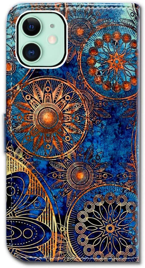 Case for iPhone 11,iPhone 11 Flip Case, Gorgeous Colours Circle Mandala Leather Flip Phone Case Wallet Cover with Card Slot Holder Kickstand for i...