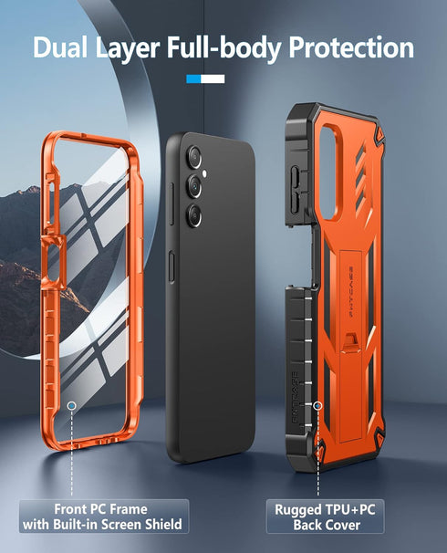 FNTCASE for Samsung Galaxy A14-5G Case: Dual-Layer Protective Textured Shockproof Rugged TPU Cover with Kickstand | Military Grade Drop Protection...