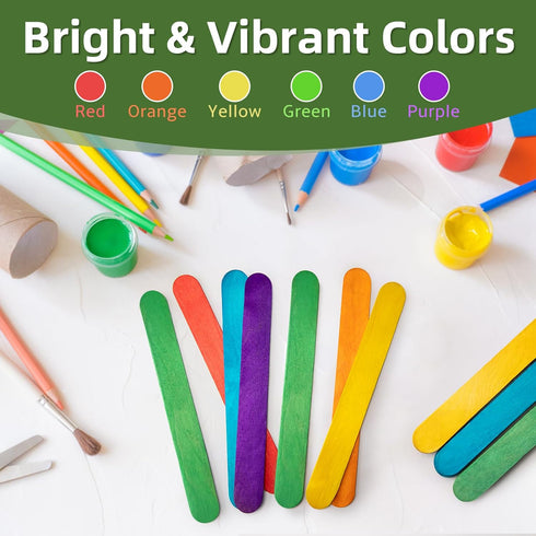 8 Inch Colored Jumbo Craft Sticks - 60 PCS Extra Large Natural Premium Wood, Rainbow Wooden Popsicle Sticks, Wide Lollipop Sticks for DIY Crafting...