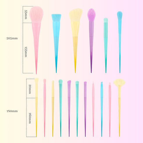 BRÜUN Makeup Brushes Set- A (17 Pcs) Premium Quality Synthetic and Colorful Brushes Kit with Purple Top and Blue Bottom Sponges for Blush Conceale...