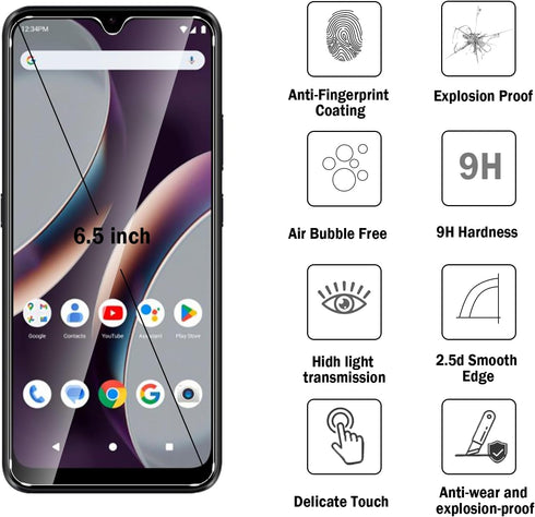 2 Pack Compatible with BLU G63 Screen Protector,Full Coverage 9H Tempered Glass Film,HD Clear Scratch Resistant,Bubble-Free for BLU G63 Screen Pro...