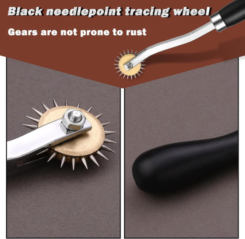 Nitlak 2 PCS Tracing Wheel with Wooden Handle Stainless Steel Pounce Wheel, Point Sewing Tracing Wheel for Sewing Patterns, Rotary Perforator, Ove...
