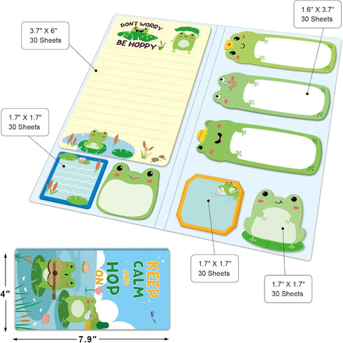 Frog Sticky Notes Set Cute Sticky Notepads 240 Sheets Book Notes Kids Office School Friends Holiday Teacher Small Gifts...