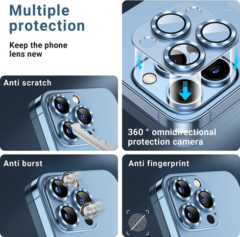 Korecase 2 Pack for iPhone 13 Pro & iPhone 13 Pro Max Camera Lens Protector Metal Tempered Glass Camera Cover,Whole Piece 9H Strong Stickiness Rea...