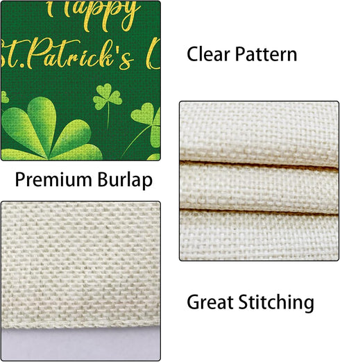 Happy St Patrick's Day Garden Flag 12 x 18 Inch Burlap Spring Flag Double Sided Printed Shamrocks Holiday Flags Happy St. Patrick's Sign for Home ...