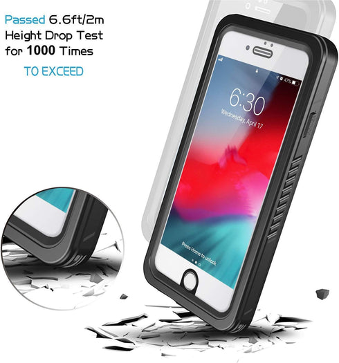 Lanhiem for iPhone 8 Plus Case, for iPhone 7 Plus Case, IP68 Waterproof Dustproof Case with Built-in Screen Protector, Full Body Protective Cover ...