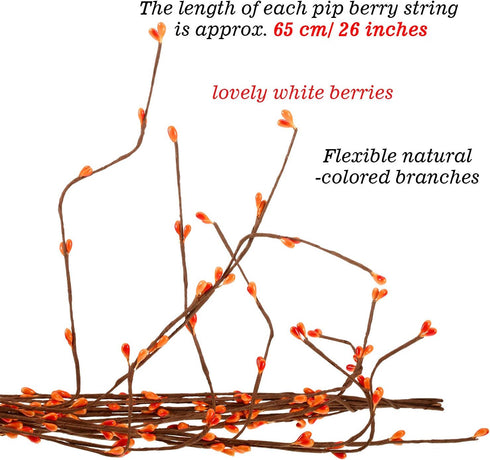 WILLBOND 64 Feet Ply Pip Berry Garland for Christmas Winter Indoor Outdoor Decor Head Wreaths Wedding Crowns(Orange,30 Packs)...