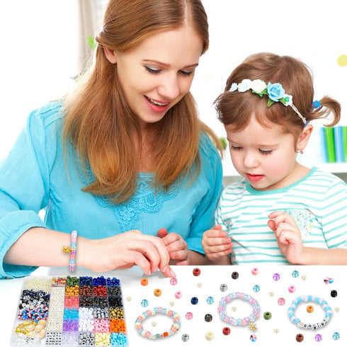 DULEFUN Pony Beads Bracelet Making Kit 24 Colors Kandi Pony Beads with Letter Alphabet Clay Heart Beads and Charms Hair Beads Braids for Women Gir...