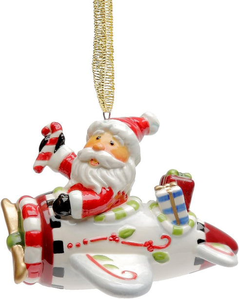 10648 Santa with Airplane Ornament, 2-1/4-Inch...