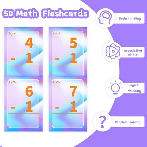 Math Flash Cards and Subtraction Games for Kids Ages 6-8, Numbers Cards 1-20 Learn Math Subtraction Activities, Homeschool Practice Materials for ...