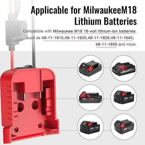 1 Pack Power Wheels Adapter for Milwaukee M18 Battery Adapter Power Wheels Battery Converter Kit with Fuse & Switch & Wire Terminals & 12 AWG Wire...