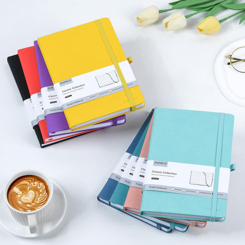 POPRUN A5 Lined Journal Notebooks, Leather Hardcover Thick Notebook for Writing, Business Work, Travel, School, College, 5.5 x 8.3 inch, 240 Pages...
