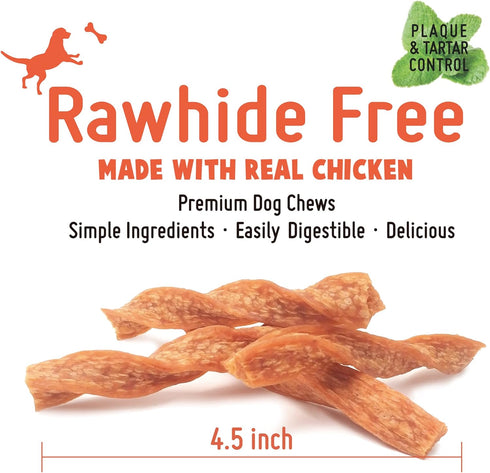 Chicken Dog Chew Twist Sticks, Puffed Human Grade Chicken Dog Treat Sticks, Rawhide Alternative, Easy to Digest 20pcs/Pack...