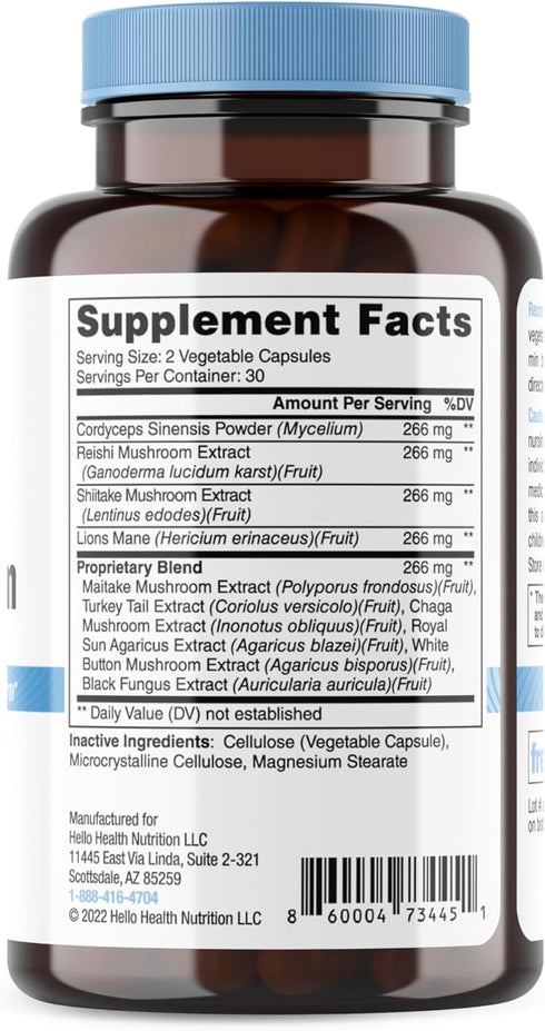 Happy Brain Mushroom Complex Nootropics Brain Support Supplement | 10 Mushroom Supplement: Lions Mane, Turkey Tail, Red Reishi, Shiitake Mushrooms...