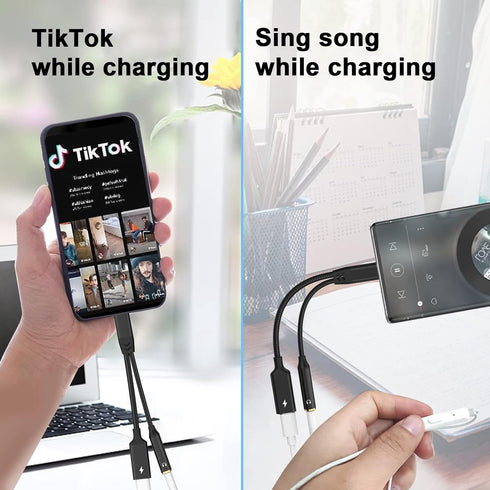 MTAKYI ?Apple MFi Certified 2-in-1 Lightning to 3.5mm Jack Headphone and Charger Cable Adapter,Earphones Converter Splitter Support Music+Charge+H...