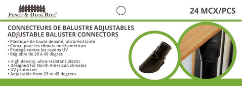 FENCE & DECK RITE Baluster connectors for ¾” OD Metal balusters. Black Polypropylene. (24)...