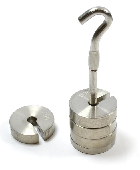 Eisco Labs Stainless Steel Mass and Hanger Set - 4 Slotted 50g Weights and Hanger, Total 250g...
