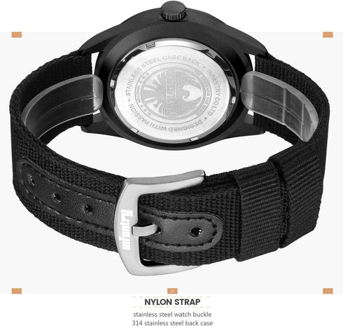 Infantry 5ATM Waterproof Mens Military Tactical Field Watch, Date & Day 12/24Hr Display Watches for Men, Casual Quartz Wristwatch with Nylon Strap...