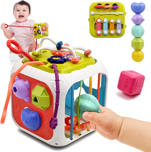 AiTuiTui Baby Toys 12 18 Months, Sensory Montessori Toys for 1 2 Year Old Boy Girl Gifts, 7 in 1 Multifunction Educational Toys with Shape Sorter ...