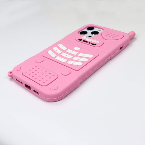 for iPhone 12 Pro Max Case, 3D Cartoon Cute Retro Love Heart Classic Cellular Phone Shaped Case, Kids Women Girls Soft Silicone Rubber Cover Case ...