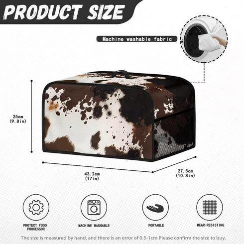 Brown Cow Print Slow Cooker Dust Cover with Side Mesh Pocket Dustproof Portable Slow Cooker Protcetor Compatible with 6, 7 or 8 Quart Crock Pots K...