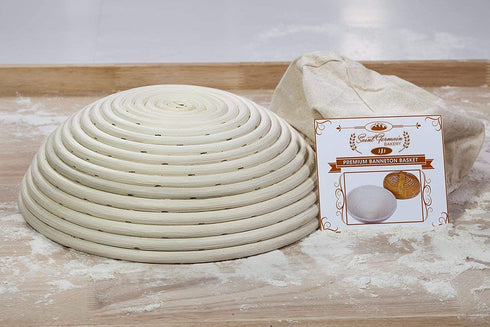 Saint Germain Bakery Premium Round Bread Banneton Basket with Liner - Perfect Brotform Proofing Basket for Making Beautiful Bread (8 inch)...