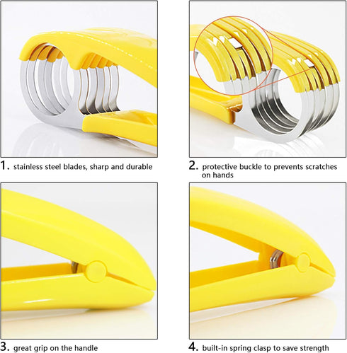 FireKylin Banana Slicer,ABS + Stainless Steel Fruit and Vegetable Salad Peeler Cutter Kitchen Tools For Banana, Strawberry,Grape?2 pcs?...