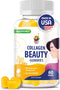 Beauty Collagen Gummies for Women & Men - 60 Chewable Vitamins, 30-Day Supply - Enhanced Hair Skin and Nails Gummies - 2500mcg Biotin, Vitamin A, ...