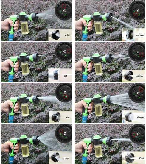 Multifunctional Car Wash Nozzle with Soap Dispenser 8 in 1 High Pressure Garden Hose Nozzle Car Foam Wash Gun for Car Washing Pet Washing Window C...