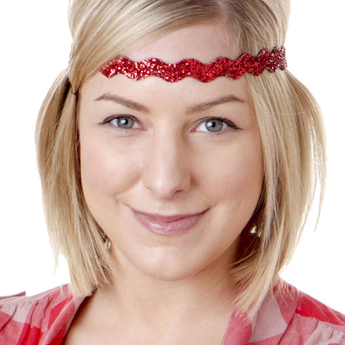 Hipsy Women's Adjustable NO SLIP Bling Glitter Headband Mixed Pack (Red 3pk)...