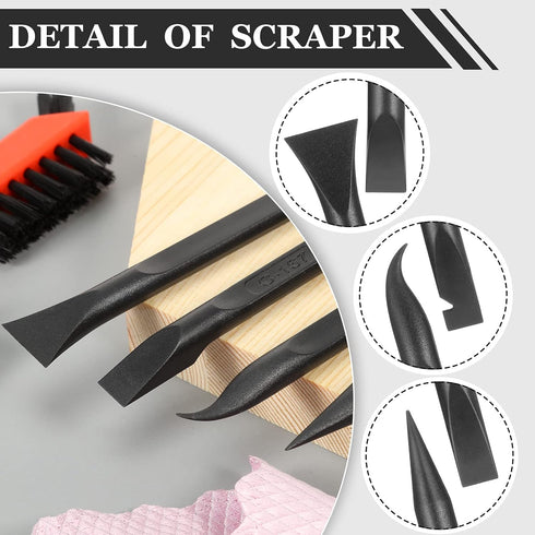 4 Pieces Non-Scratch Plastic Scraper Tool Carbon Scraper Small and Narrow Fiber Plastic Scraper Label Scraper Gum Scraper Multi-Purpose Easy for T...