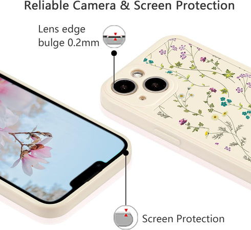 RALEAVO Floral Case for iPhone 13, Flower Branch Pattern Design Cute Cover Case for Girls Women Slim Thin Soft Silicone Shockproof Anti-slip Phone...