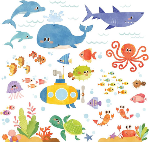 DECOWALL DS4-8009 Sea Adventure Kids Wall Stickers Wall Decals Peel and Stick Removable Wall Stickers for Kids Nursery Bedroom Living Room (Small)...