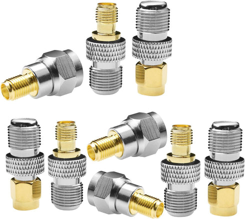 F-Type to SMA Male Female 3 Sets 9 Pcs RF Coaxial Coax Adapter Connector SMA to F-Type SMA Male to F Female F Female to SMA Female...