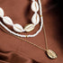 Cowrie Shell Necklace for Women Natural Sea Shell Beads Choker Necklace Gold Shell Charm Necklace Adjustable Layered Seashell Beach Necklace Summe...