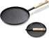 Frying Pan Skillet 8-inch Flat Crepe Pan, Lightweight Grill Pan with Wooden Handle for Camping Indoor Outdoor Cooking...
