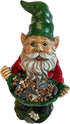 Garden Gnome Outdoor Statue with Bird Feeder (Green Leaf)...