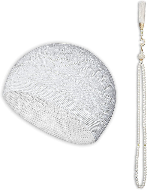 Kufi Hats for Men Muslim, Prayer Cap, Handicraft Taqiyah, Taqiyah Cap, Muslim Tasbih 99 Beads, Muslim Prayer Beads...