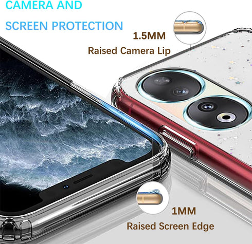 Compatible with Honor 90 Case Glitter Clear Pink, Honor 90 Phone Case Silicone Transparent Soft TPU Women Girls Shockproof Protective Slim Cover (...