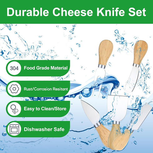 10 Pcs Cheese Knives, Wooden Handle Cheese Knife Set for Charcuterie Board, Mini Steel Stainless Cheese Cutter, Spreader, Fork for Party Wedding C...