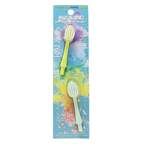 RADIUS Big Kidz Forever Brush Replacement Heads for Children, 6 Years and Up, BPA Free ADA Accepted for Growing Teeth and Gums, 2 Heads - Extra So...