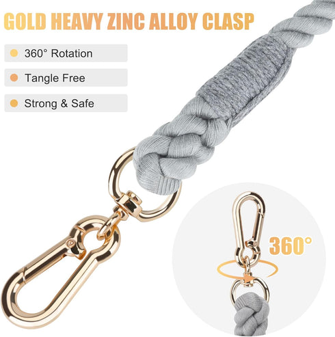 5 FT Dog Leash Handmade Braided Rope Dog Leash for Small Medium and Large Dogs, Grey...