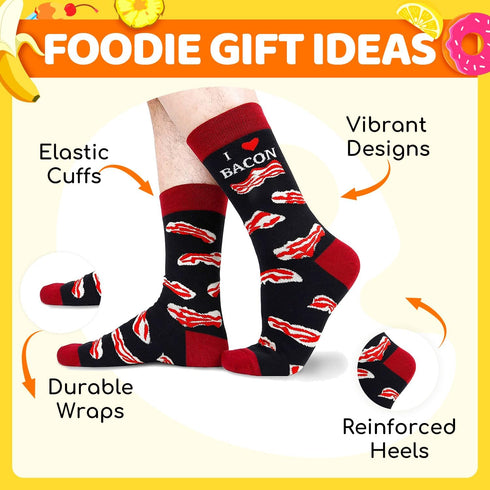 Zmart Funny Food Socks - Men Food Gifts, Bacon Taco Pizza Burger Socks, Teen Valentine Gifts...