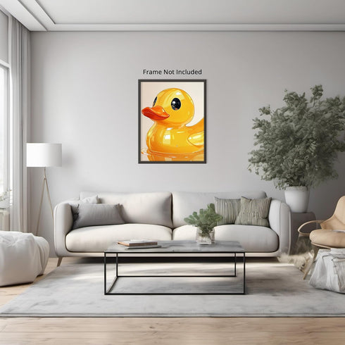 Posterizer 1 pcs-shiny cute golden yellow rubber duck 1-Kids Room Art-Art for Animal Lovers-Decor for nursery toddlers kids room- unframed wall ar...