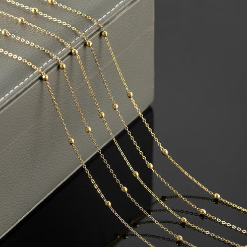 YOUBEIYEE 32.8 Feet Satellite Bead Chain for Jewelry Making 18K Gold Plated Brass Cross Chain Link Jewelry Chain Roll with Jump Rings and Lobster ...